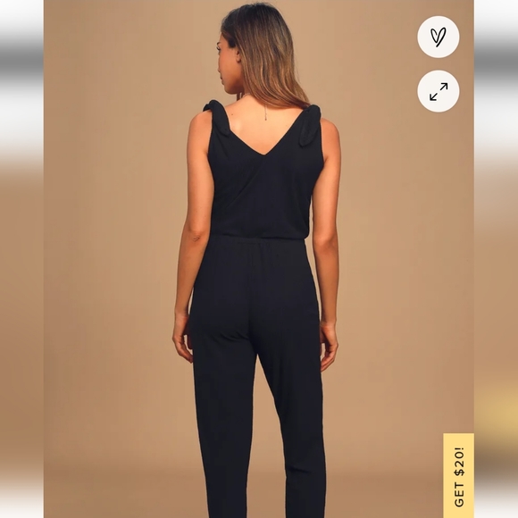 Lulu's Belmore Black Ribbed Jumpsuit Small - Picture 2 of 3